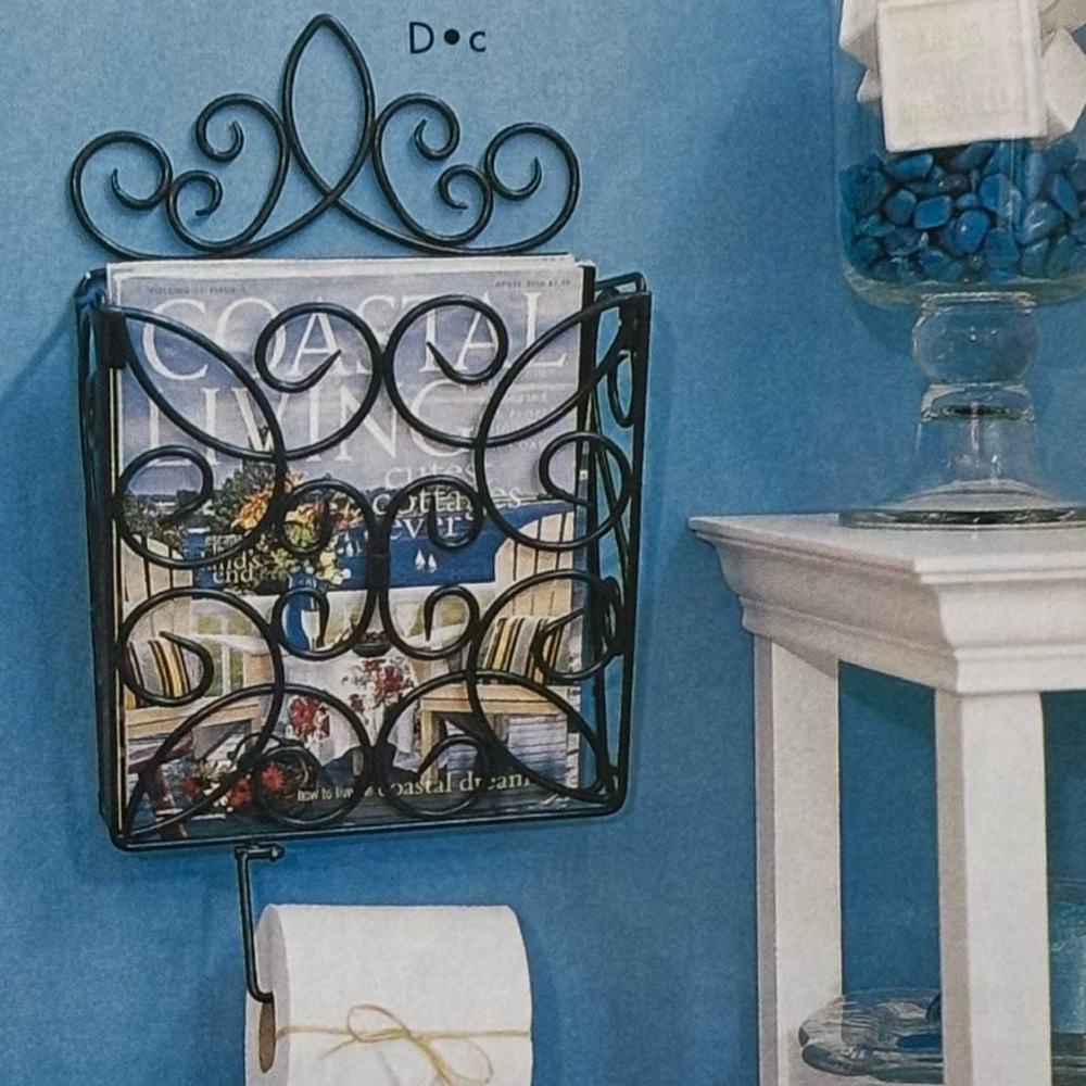 Southern Living At Home Estate Wall Organizer Iron Magazine Rack for Bath